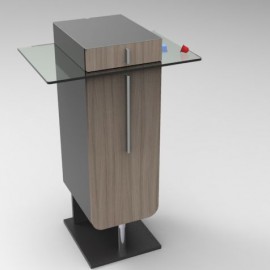 Meuble pour machine à café design driftwood avec des rangements fixes fermés par une porte avec une option serrure à clé