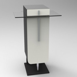 Meuble pour machine à café design coloris blanc en bois et verre doté de rangements tiroirs et étagères pour vos accessoires