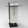 Meuble pour machine à café design coloris blanc en bois et verre doté de rangements tiroirs et étagères pour vos accessoires