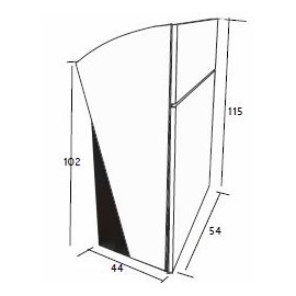 Meuble pupitre bois vert doté de deux tablettes fixes pour du rangement en accès libre pendant une cérémonie ou réunion