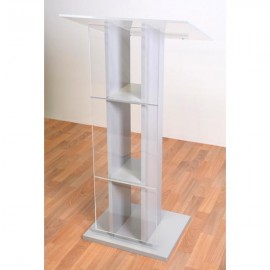 Pupitre lutrin plexiglas transparent et bois pour conférence avec une façade en plexiglas transparent design pour conférences