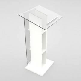 Pupitre avec micro blanc qui est léger avec un design moderne et convenant parfaitement pour discours et événements