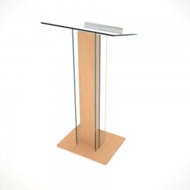 Pupitre de conférence plexiglas et bois en hêtre disposant d'une tablette inclinée pour conférences et cérémonies de mairie