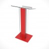 Pupitre de conférence plexiglas et bois rouge qui convient pour entreprises ou associations qui organisent des discours