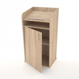 Pupitre de conférence en bois avec serrure à clé en bois de chêne avec rangements en accès fermés pour micro sans fil