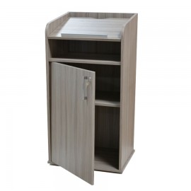 Pupitre conférence en bois driftwood doté de rangements fermés par une porte dotée d'une serrure à clé pour vos objets