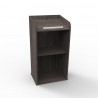 Pupitre de conférence bois coloris de wengé livré monté qui comporte des rangements en accès libre pour poser des objets
