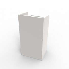 Pupitre de conférence de couleur blanc avec des rangements et une tablette inclinée en bois de fabrication française