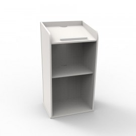 Pupitre de conférence couleur blanc qui est livré monté dans les entreprises ou associations avec salle de cérémonies