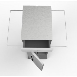 Meuble pour machine à café design avec une tablette en verre pour poser en toute sécurité vos objets pour espaces d'accueil