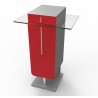 Meuble café pour professionnels en rouge mélangeant avec élégance bois et verre idéal pour des collectivités