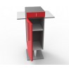 Meuble pour machine a cafe professionnelle rouge livré monté et doté d'une tablette en verre et de rangement fermés