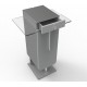 Meuble pour cafetière couleur gris avec un tiroir et des étagères fixes pour ranger vos accessoires d'espace café en sécurité