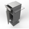 Meuble pour cafetière gris qui possède un plateau mélangeant le verre et bois pour poser votre machine à café ou cafetière