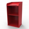 Pupitre de conférence bois rouge coloré avec rangements en accès libre et d'une tablette inclinée essentiel pour une réunion