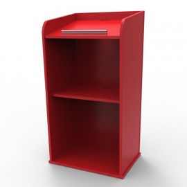 Vente pupitre rouge livré monté pour installation rapide et qui convient pour des conférences et discours d'association ou chr
