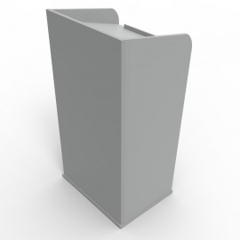  	Pupitre conférence gris avec des rangements et une tablette inclinée qui est de fabrication française et livré monté en entrep
