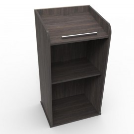  Pupitre de conférence wenge qui possède des rangements qui sont en accès libre pour poser vos objets professionnels