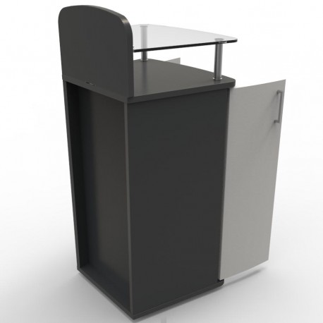 Meuble pour machine à café professionnel en bois avec dans son dos en retrait pour laisser le passage aux câbles  	Meuble pour machine à café professionnel en bois avec dans son dos en retrait pour laisser le passage aux câbles