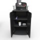 Meuble machine a café bois noir possédant des rangements en accès libre et en accès fermés pour vos accessoires