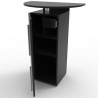 Meuble ouvert pour machines à café de coloris noir qui possède des rangements fermés par une porte et un tiroir en bois