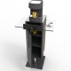 Meuble noir avec angle avant ouvert pour machine à café bois, meuble angle pour machine à café qui possède un tiroir