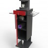 Meuble machine à café rouge bois avec façade avant ouverte pour rangement d'objets, meuble desserte de cuisine livré monté