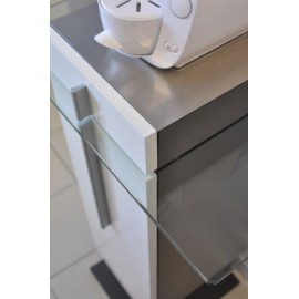 Meuble machine à café bois en couleur blanc idéal pour des cuisines et espaces accueil de collectivités et ateliers de garage