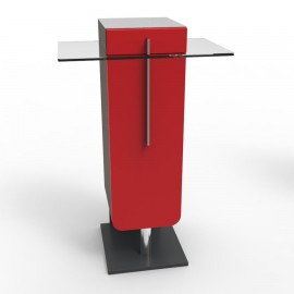 Petit meuble pour machine à café rouge livré monté pour des machines à café à dosettes ou machines à café professionnelles