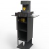 Meuble pour machine à café coloris wengé livré monté et alliant le verre transparent et le bois 