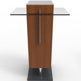 Meuble machine à café - KAFE S Merisier design bois inox verre pour machine expresso dosette capsules ou cafetières
