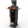 Meuble machine à café - KAFE S Merisier design bois inox verre pour machine expresso dosette capsules ou cafetières