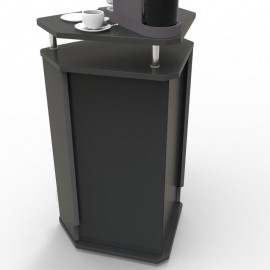 Meuble d'angle pour machine a cafe couleur blanc disposé dans l'angle de votre espace d'accueil ou votre salle de pause
