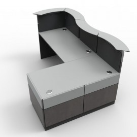 Comptoir accueil bois en coloris béton qui s'adapte parfaitement pour des espaces d'accueil, banque d'accueil made in France