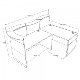 Comptoir accueil bois avec des dimensions idéales pour des espaces d'accueil aux larges dimensions dans des entreprises