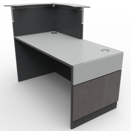 Borne d'accueil en coloris béton qui possède de nombreux atouts pour votre espace d'accueil ou hall d'entrée en entreprise