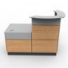 Borne d'accueil coloris chêne qui est l'élément essentiel de votre installation de mobilier d'accueil dans un espace d'accueil