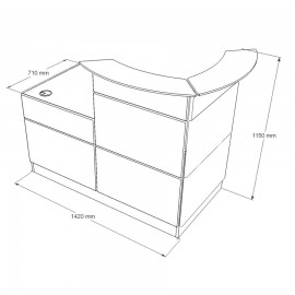 Borne d'accueil comportant des dimensions idéales pour des zones d'accueil et grand bureaux d'entreprise ou d'université