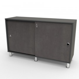 Meuble bas bureau coloris béton convenant pour dirigeants d'entreprises / collectivités souhaitant apporter du rangement