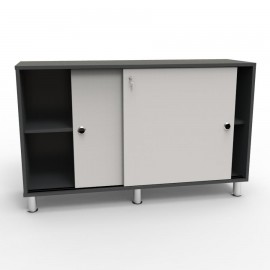 Meuble bas avec serrure couleur blanche pour zones d'accueil d'associations ou hotels, meuble rangement fabriqué en France