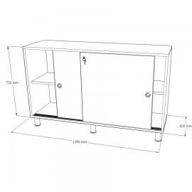 Meuble bas avec serrure aux dimensions qui sont idéales pour des écoles ou des universités comportant des bureaux