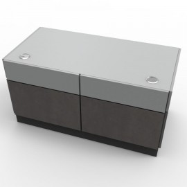 Bureau d'accueil professionnel couleur béton tout en bois de qualité professionnelle pour votre bureau d'entreprise 