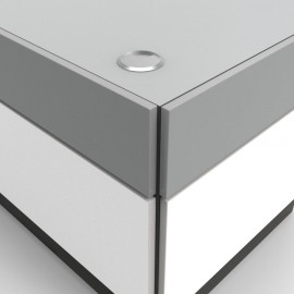 Bureau d'accueil professionnel blanc qui fonctionne et s'adapte parfaitement dans salles de réunion et espaces coworking