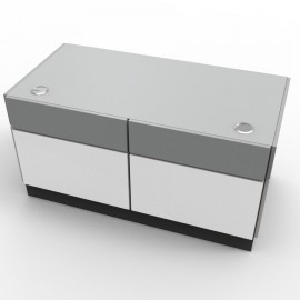  	Bureau d'accueil professionnel couleur blanc qui est entièrement en bois et avec une qualité professionnelle pour votre CHR