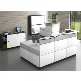 Meuble bas avec serrure provenant de la gamme de mobilier d'accueil comportant des meubles d'accueil pour votre entreprise