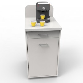 Meuble pour machine à café pour professionnels entièrement blanc pour ajouter des rangements dans votre espace café entreprise