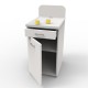 Meuble pour machine à café pour professionnels pour CHR tout en blanc avec des rangements fermés avec étagères fixes