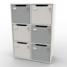 Meuble casier CASEO avec 6 cases en gris allant autant pour entreprises recevant du public / ERP comme des salles de sport