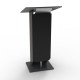 Pupitre de conférence noir au design léger avec tablette inclinée idéal pour un orateur et conférencier