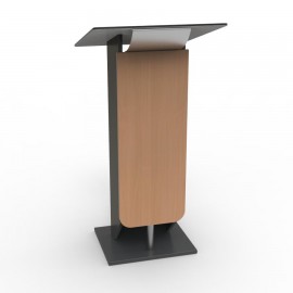 Pupitre de conference hêtre qui possède des rangements en étagères fixes pour votre micro sans fil ou ordinateur